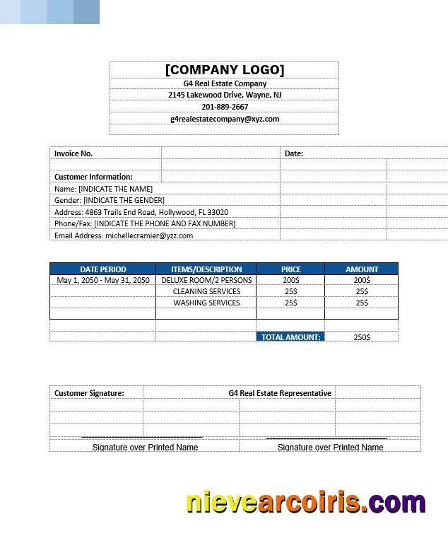 Sample Real Estate Invoice